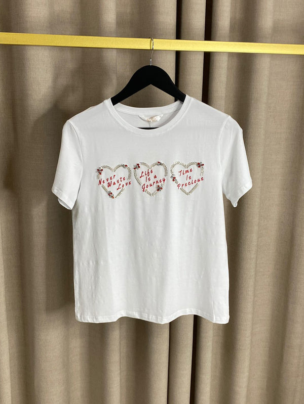 Beattie Diamante Embellished  Print Oversized T-Shirt